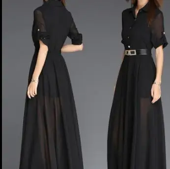 2019 летнее черно белое длинное платье европейские шифоновые платья с разрезом