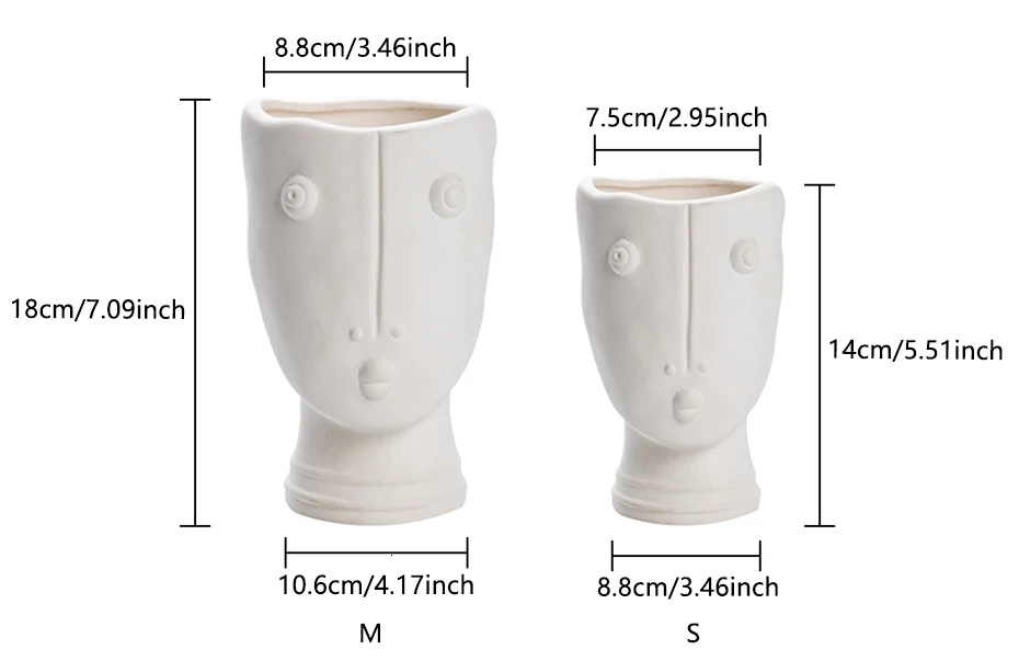 Human Face Vase Abstract Sculpture Portrait Ceramics Vase Flower Pot Flower Arrangement Modern Ornament Decoration Flowers Vases