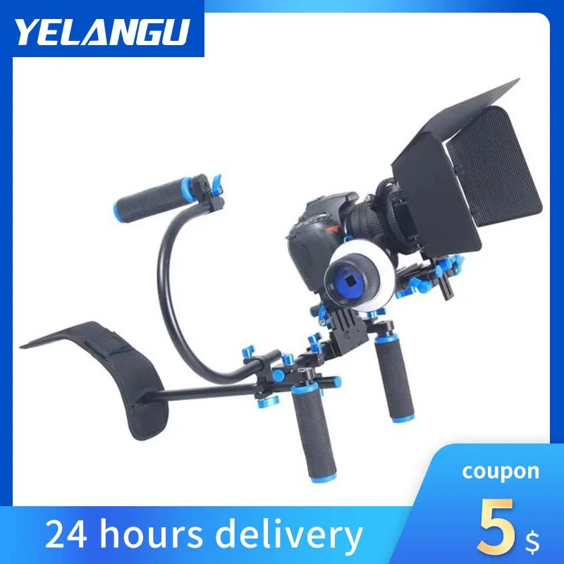 

YELANGU Dual Handle Stabilizer For Canon Sony Nikon Camera Shoulder Mount Kit Matte Box Follow Focus DSLR Camera DV Video Camera