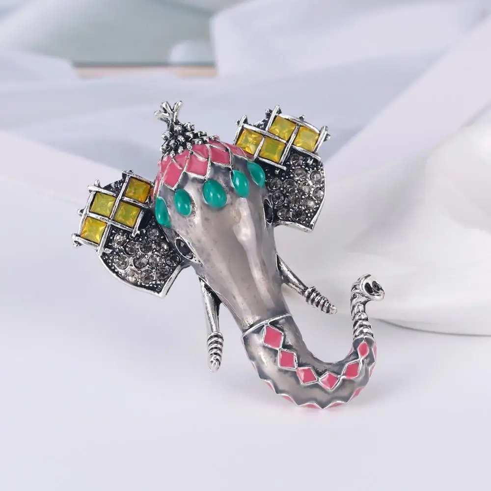 Модные броши 2019 брошь слон стразы эмаль на булавке Женские аксессуары сосны