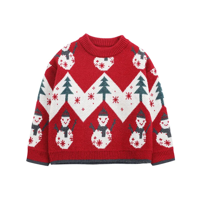 

Parent-child Knitted Tops 2020 Winter New Girls Christmas Tree Sweaters Cartoon Women's and Women's Western-style Sweaters