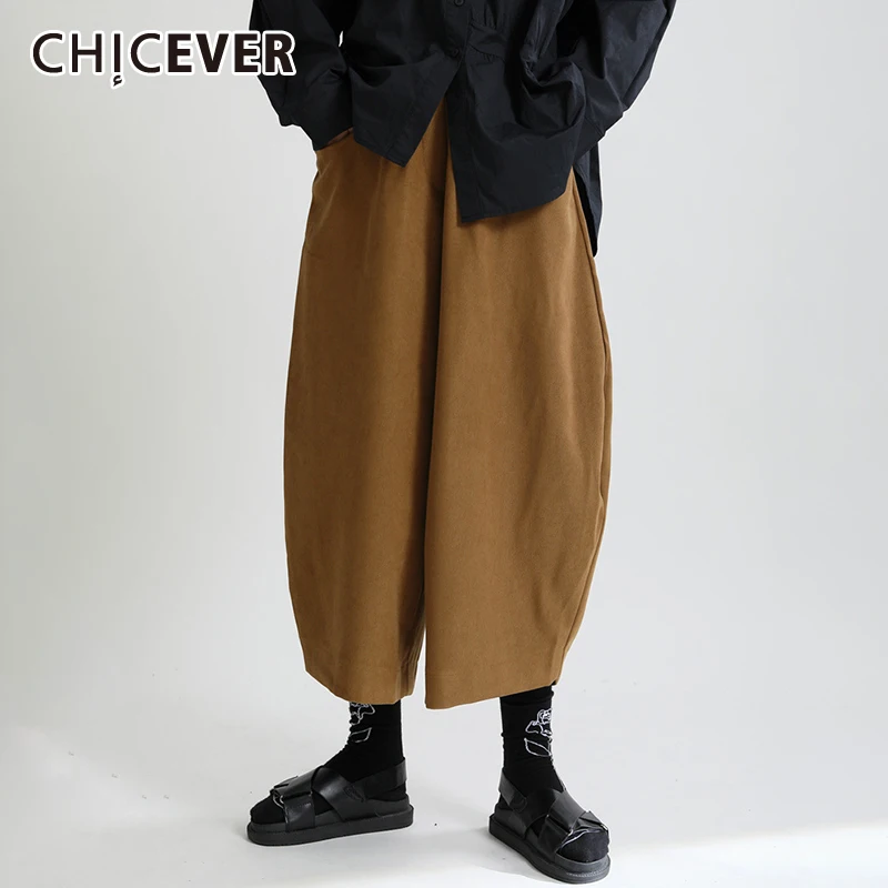 

CHICEVER/повседневные штаны для женщин, однотонные, с бантом, на шнуровке, с высокой талией, в стиле пэчворк, с карманами, на лодыжке, широкие брюк...