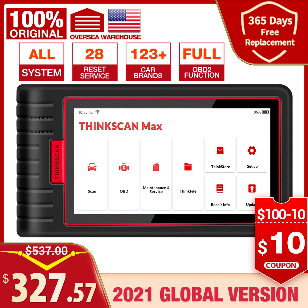 Автосканер Thinkcar Thinkscan Max OBD2 диагностический инструмент для автомобиля считыватель кодов Ecu с функцией