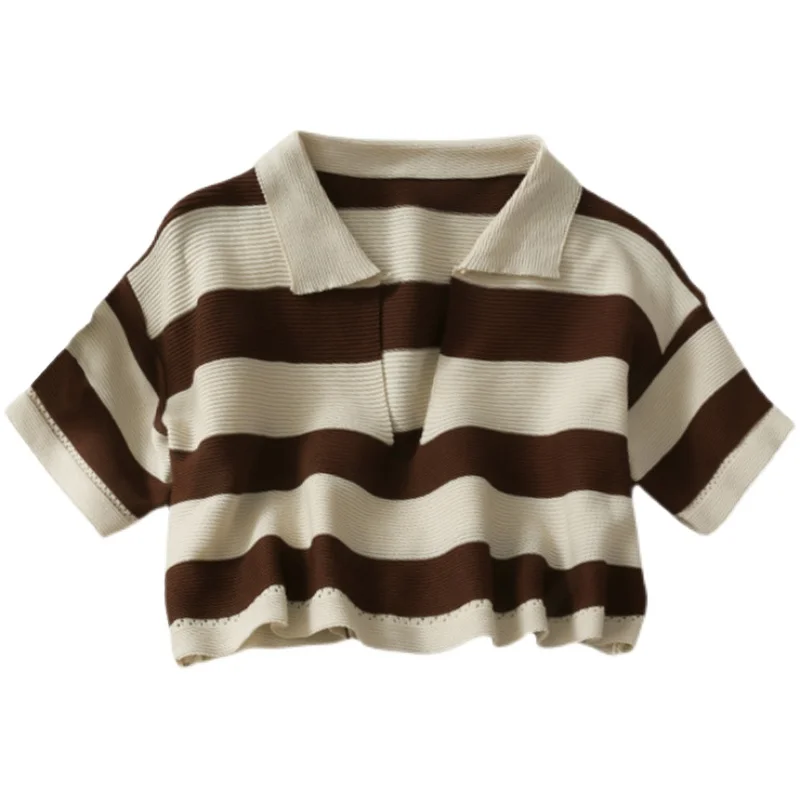 

Women Fashion Slim Bodycon V-neck Patchwork Stripe Knitted Blouse Lady Sweet Casual Outdoor Top Girls Elegant Daily Basic Shirt