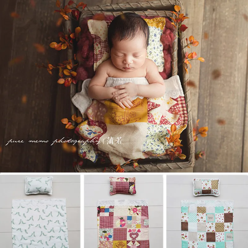 Baby Photography Props Pillow Quilt Set Newborn Photography Props Accesorios Fotografia Background Blankets Baby Photo Shoot Mat
