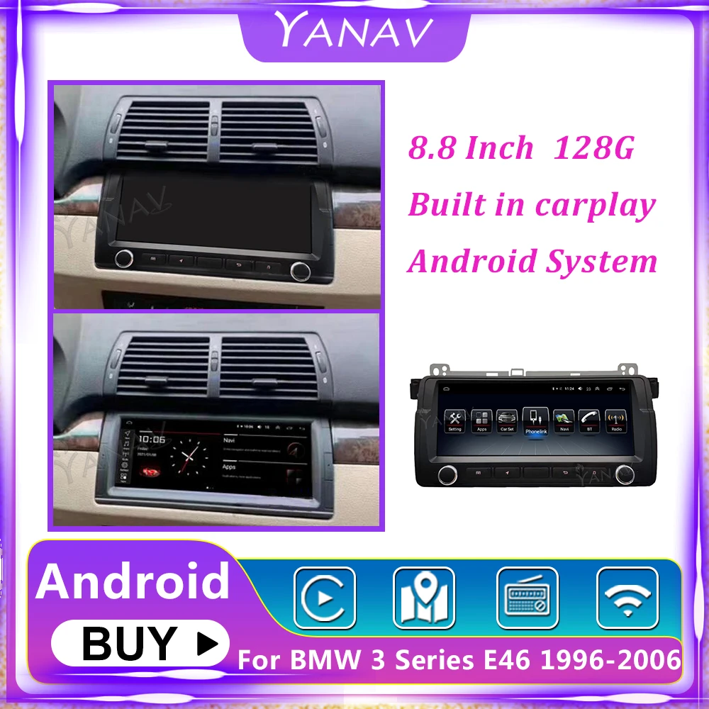 

Car Radio Android 10 Touch Screen For BMW 3 Series E46 1996-2006 GPS Navigation Multimedia MP3 Player Built-in Carplay 8.8 Inch