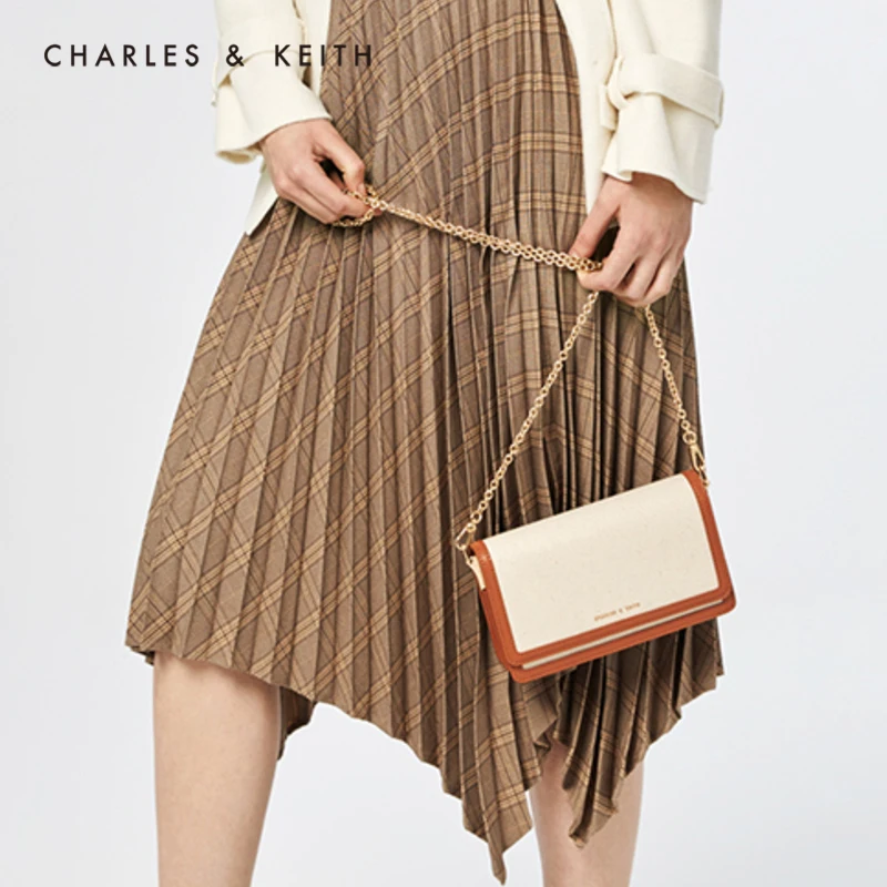 CHARLES＆KEITH Новинка на Весну 2020г. CK2 70840200 2 Женская Сумка На плечо с Цепочкой Откидной