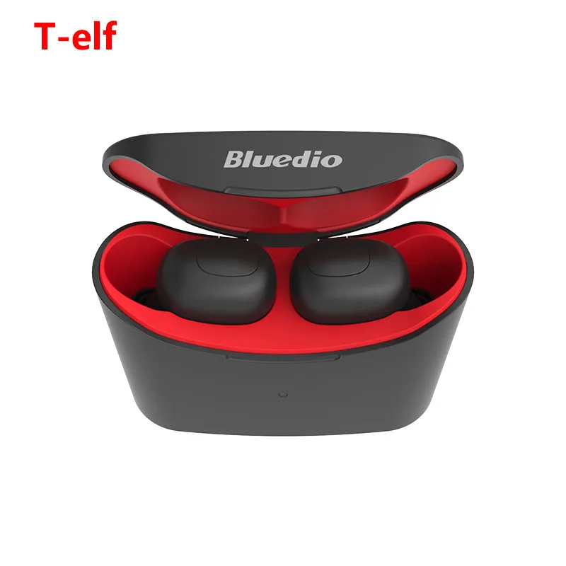 T-elf red Bluedio T-elf наушники TWS Bluetooth наушники 5,0 Спортивные Беспроводные наушники оригинальные с зарядной коробкой для музыки и сотовых телефонов - Цвет: T-elf red