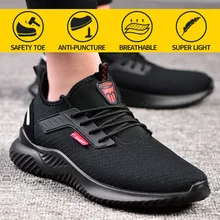 Sepatu Keselamatan Kerja Sepatu Sneakers Sejuk Ringan Konstruksi Tahan Tusukan Ujung Besi Anti Benturan Sepatu Pria Wanita Ringan