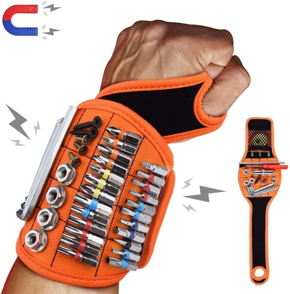 Magnetic Wristband Tool Bag For Screw Nail Nut Bolt Drill Bit Organizer Storage Repair | Инструменты