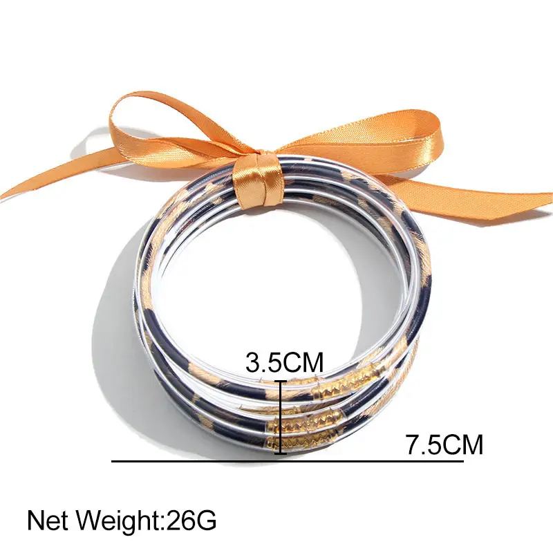 Женские браслеты с бантиком JJFOUCS из змеиной кожи леопардовым принтом силиконовые