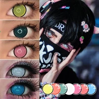 2Pcs Pair Multicolored Lenses Anime Cosplay Mesh Series Color Contact Lenses Lenses Blue Anime Accessories Eye Lens White UYAAI