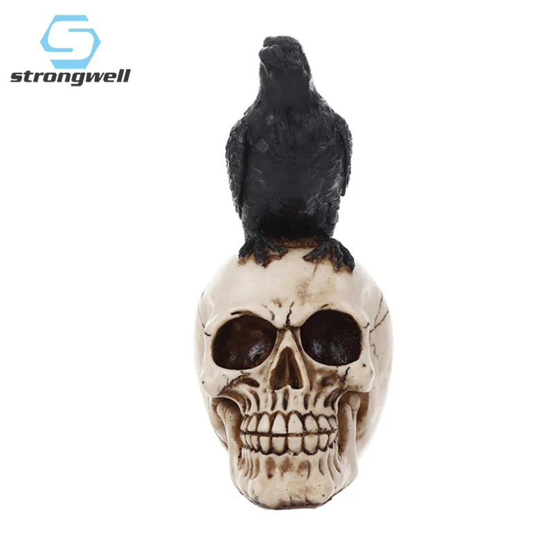 Strongwell Европейский смолы череп ворона фигурки из настольная Ретро ваза