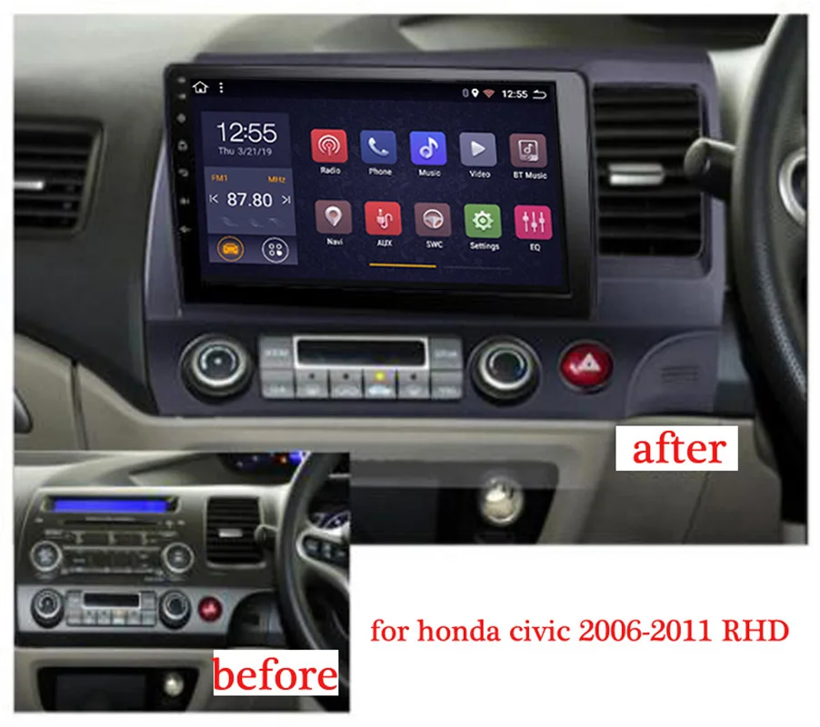 Android 8 1 автомобильный Dvd мультимедийный плеер для Honda Civic 2006-2011 Rhd Автомобильный