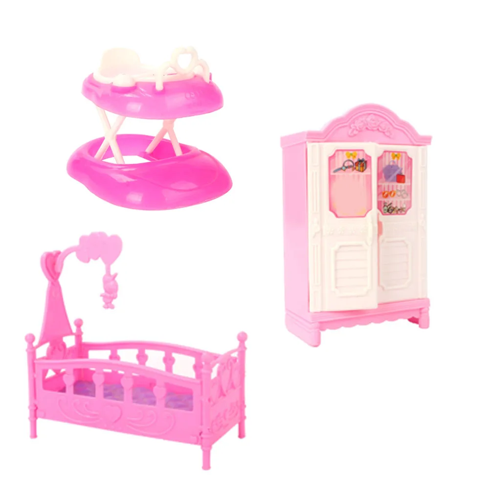 

Мебель для семейной виллы, аксессуары, кукольный домик, маленькая кукольная кровать, гардероб, игрушка для автомобиля, набор для мини-спальн...