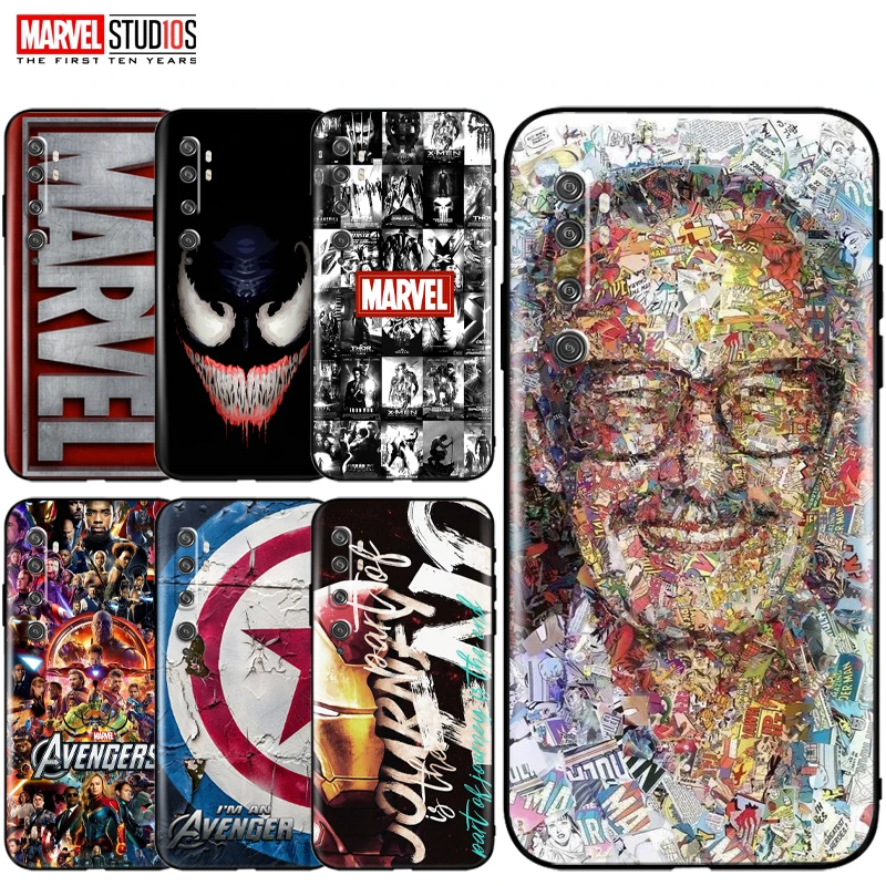 

Marvel Avengers Phone Case For Xiaomi Mi Note 10 Pro Captain America IronMan Spider Man Hulk Thor Venom Deadpool Stan Lee funda