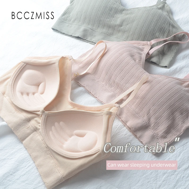 

BCCZMISS Sport Bra Women Wire Free Comfortable Lingerie Female Daily Wear Sleeping Bralette Sexy Thin thickness No Rim Underwear