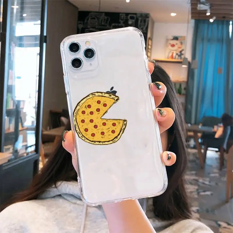 

Funny cartoon pizza best friends Phone Case Transparent for iPhone 6 7 8 11 12 s mini pro X XS XR MAX Plus se cover funda shell