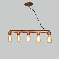 industrial style black brown plated wrought iron water pipe cord pendant lights with 5 e27 edison bulbs for bar club