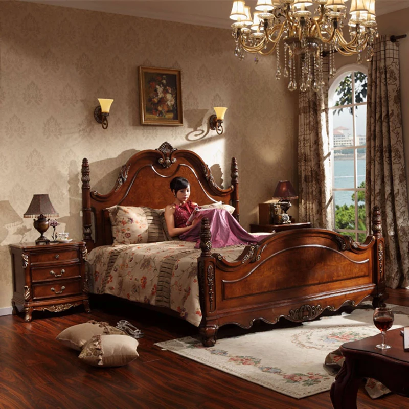 Фото Деревянная мебель для спальни 1 8 королевская кровать и 5 двуспальная WA623|Кровати| |