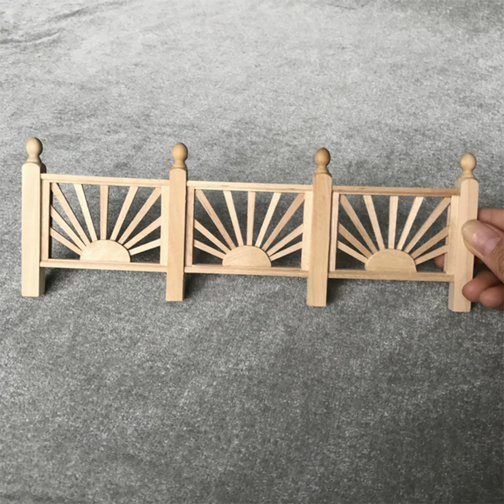 Неокрашенный Мини Деревянный рельсовый забор барьер для 1/12 кукольного домика