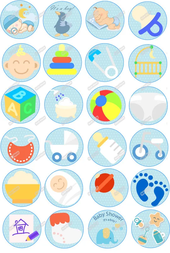 Съедобный торт для будущей матери на 24 мальчика вафель рисовая бумага кекс