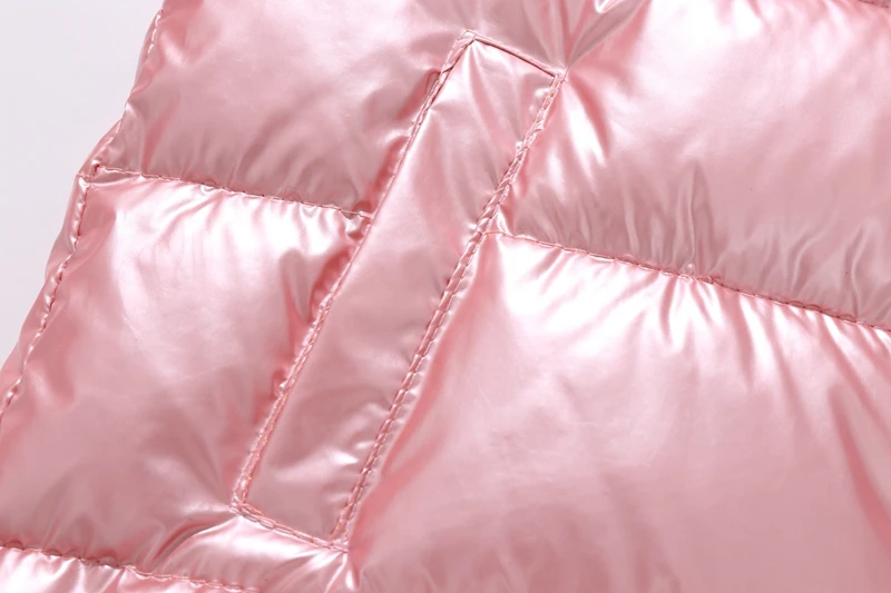 Sundae Angel Gilding Fabric Glossy Long Jacket Winter For Girls Hooded Warm Down Cotton Boys Outerwear Children's Parkas Coats