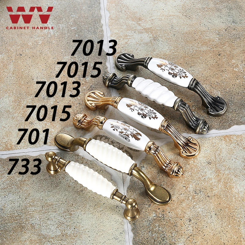 WV Европейская печатная керамическая ручка современного шкафа ручки для дверей