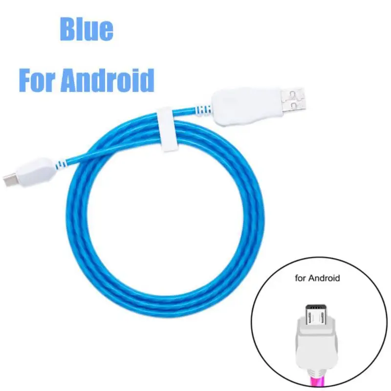 

Mobile Phone Cable Visible Flowing LED Light 2.4A Fast Charging USB Cable Charging for Android Phone USA Stock