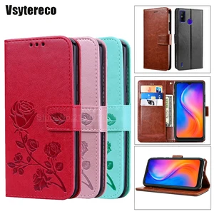 fashion rose flower leather wallet case for tecno spark 6 go celular etui on tecno spark go 2020 ke5 phone cover spark6 go coque free global shipping