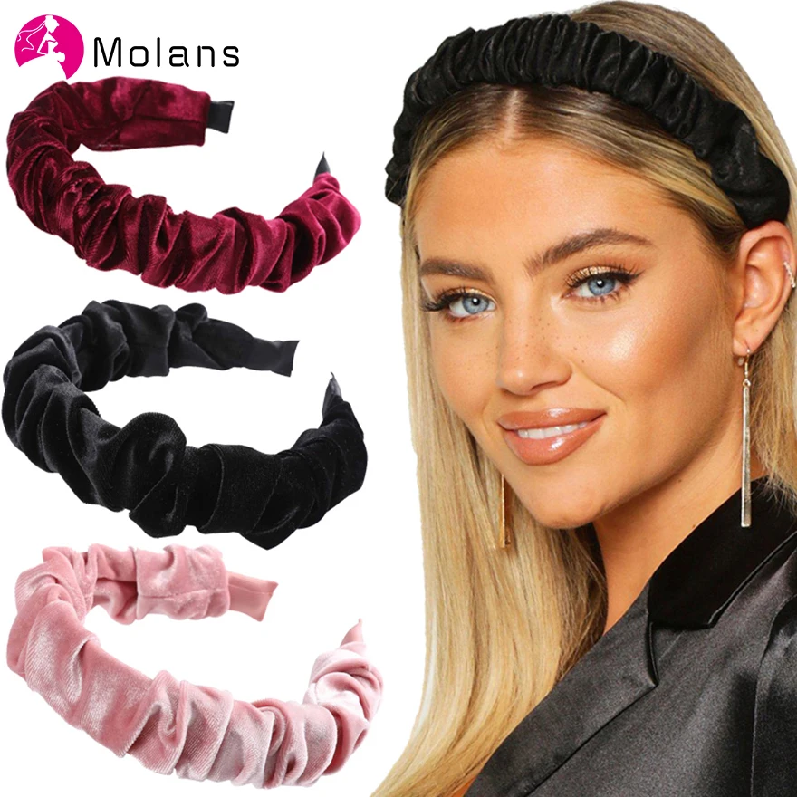 Обруч для волос Molans Женский бархатный элегантный однотонный обруч с оборками