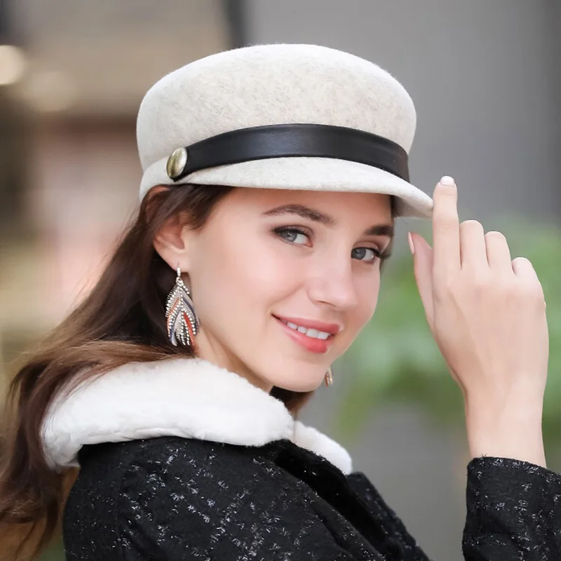 

NEW Fashion Wool Felt Cap for Women Warm Wool Winter Hat Visor Beret Newsboy Cap Beige Black Camel Casual Ladies Flat Cabbie Hat