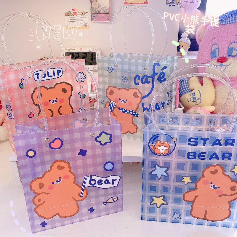 

Комплект из 3 предметов, одежда с изображением мишки Пластик сумки Сумки покупок Ювелирная упаковка сумки Пластик Подарочная сумка с ручкой