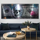 Современное художественное граффити, Настенная картина с изображением черепа, доллара, для гостиной, коридора, Декоративная Настенная картина (без рамки)