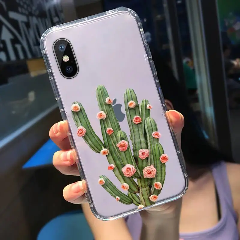 

Cute cactus Phone Case Transparent for iPhone 11 12 mini pro XS MAX 8 7 6 6S Plus X 5S SE 2020 XR