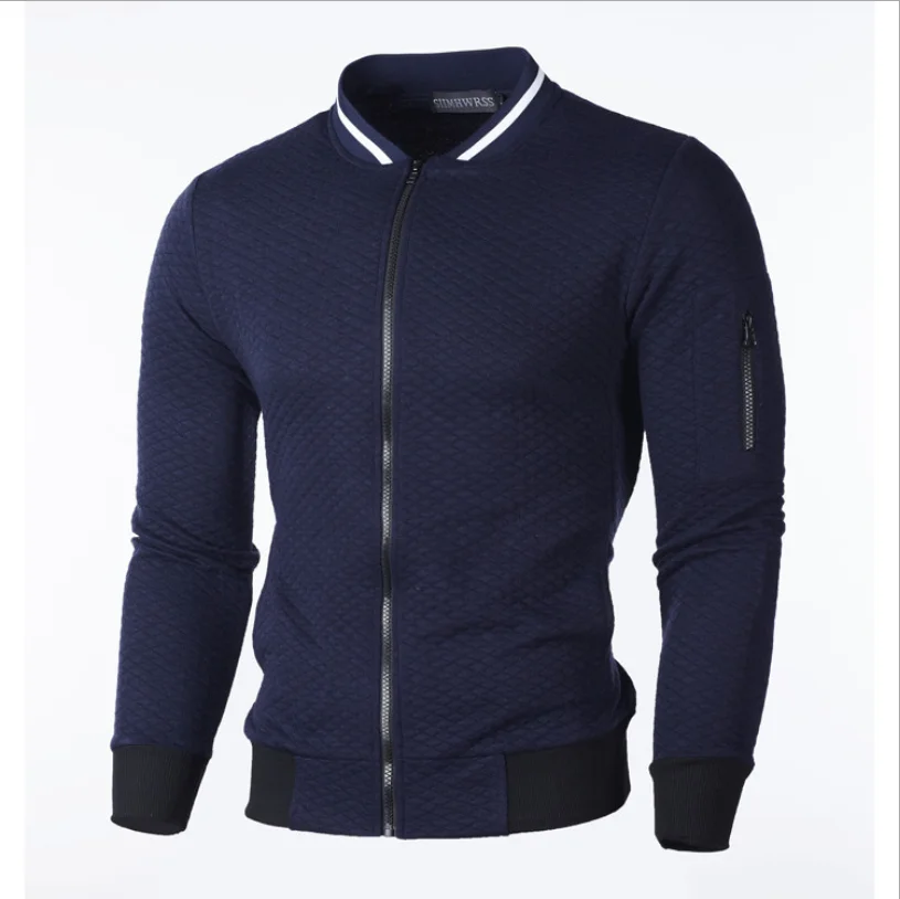 

2021 Spring Autumn New Men's Printing Fashion All-Match Zipper Jacket High-Quality Solid Color Long-Sleeved Coat