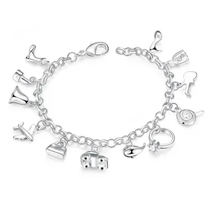 GB378 Lovely 925 Sterling Silver Charm Bracelet for women  Jewelry Wedding Engagement
