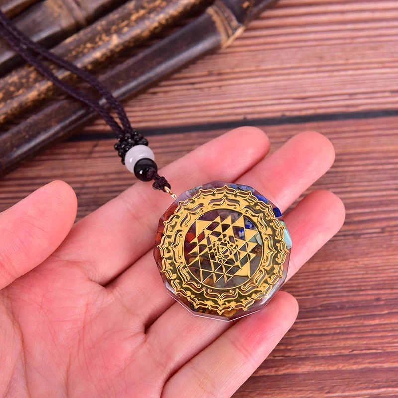 Ожерелье с подвеской в виде священной геометрической чакры-искусственное