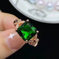 2021 new fashion temperament butterfly princess square emerald tourmaline color treasure adjustable ring women exquisite jewelry