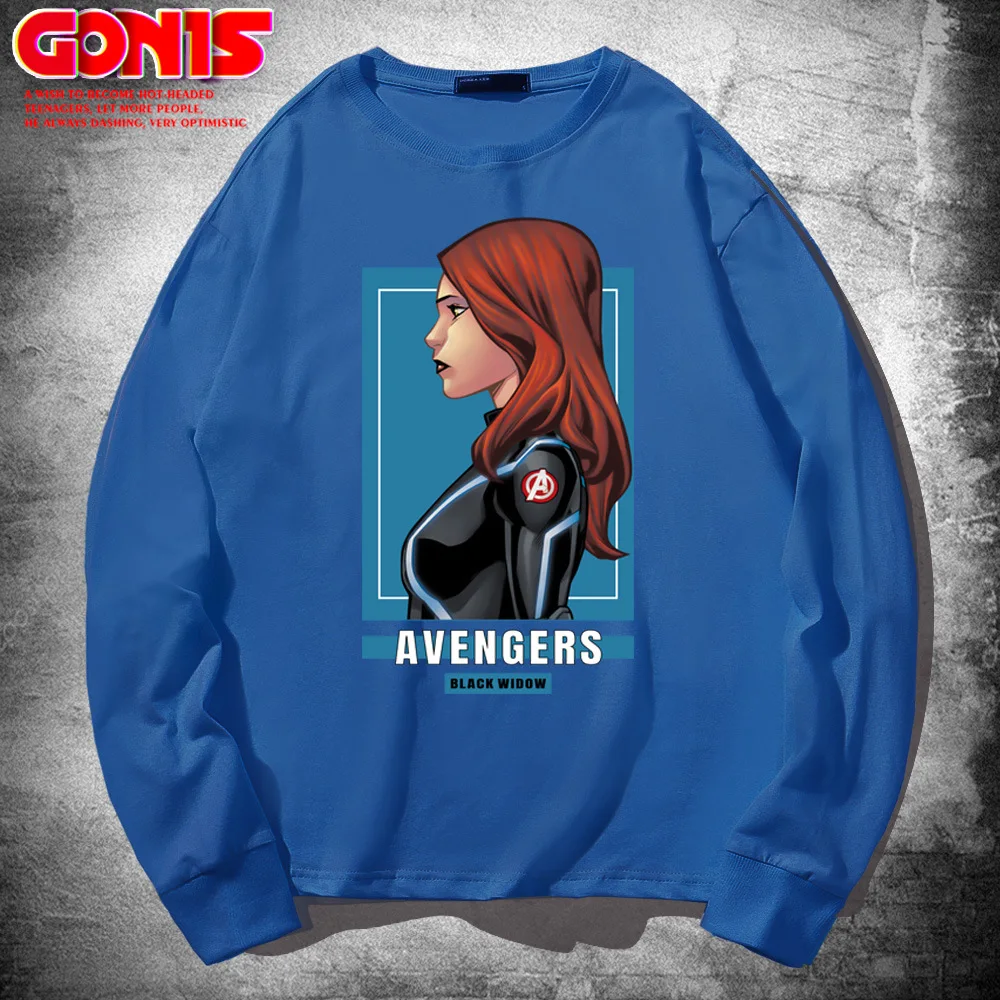 

2021 New Marvel Brand T-shirt Men's Long Sleeve Cotton Avengers No.4 Black Widow want Top bj alex