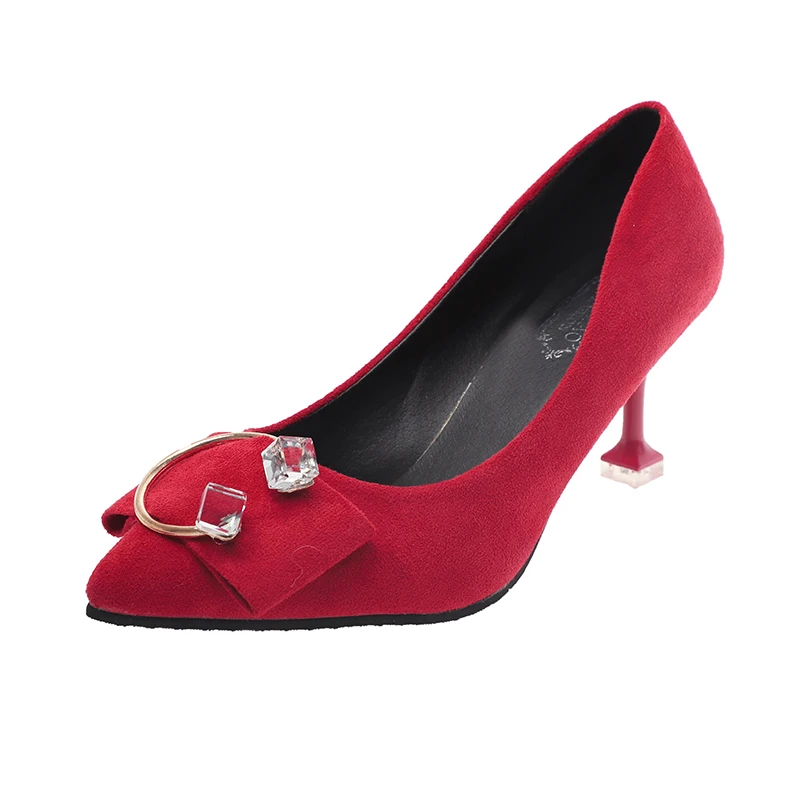 

Женские классические туфли Marlisasa, красные летние туфли из флока на высоком каблуке для офиса, черные туфли на каблуке, F6119