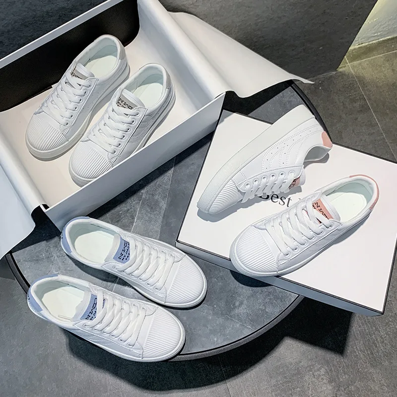 

Women Sneakers Autumn Leather Light White Sneaker Female Platform Vulcanized Shoes Spring Casual Breathable Sports Shoes NVX291