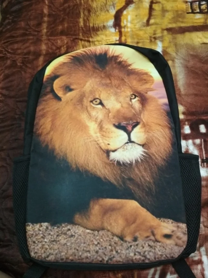 Рюкзак THIKIN женский с 3D-принтом льва повседневный школьный ранец для мальчиков и