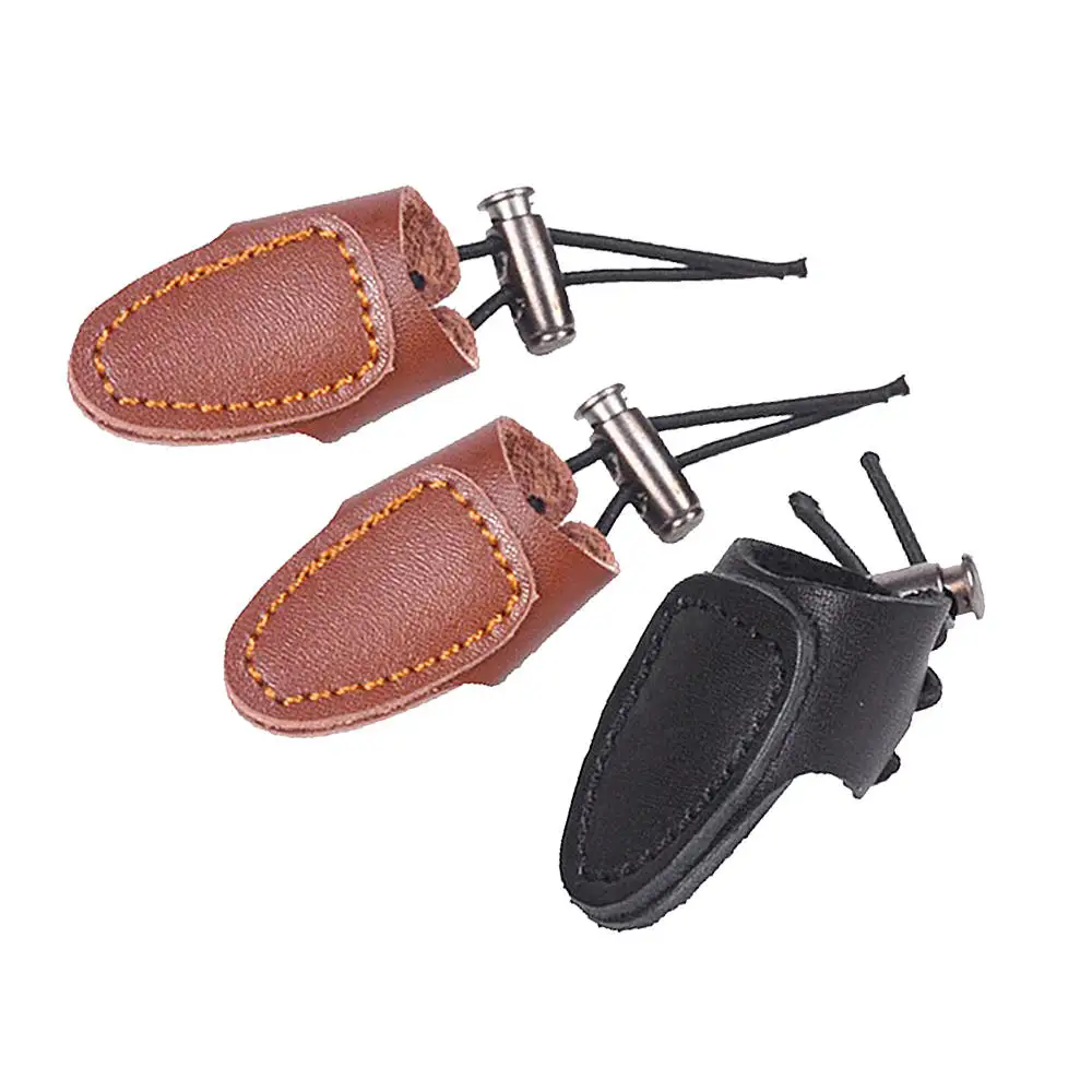 3pcs Adjustable Archery Finger Protector Tab Guard Glove Gear Leather Traditional Bow Hunting Tool Protection Gloves | Спорт и