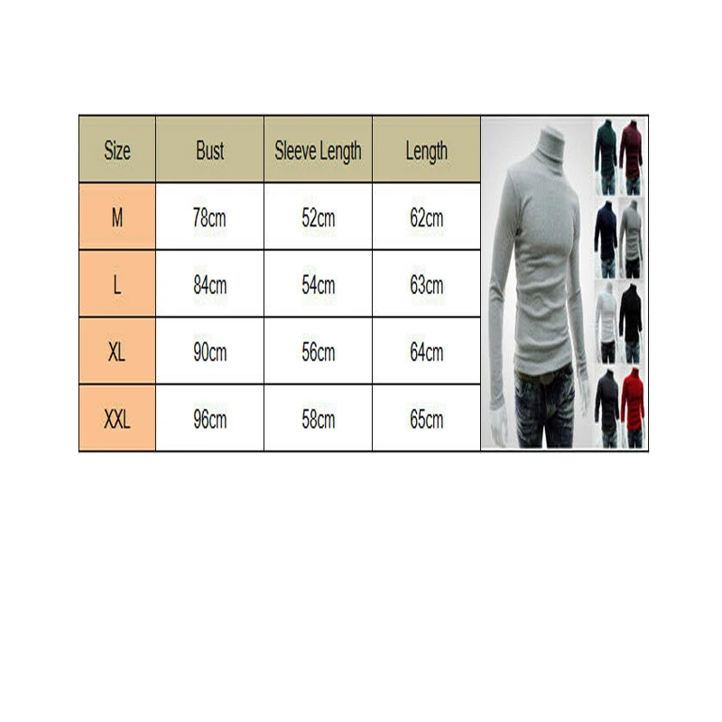 Мужской теплый свитер с высоким воротником однотонный Повседневный Трикотажный