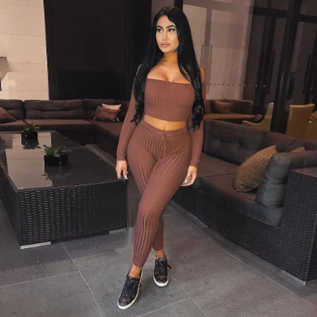 Лидер продаж Модный женский короткий топ с длинным рукавом и открытыми плечами