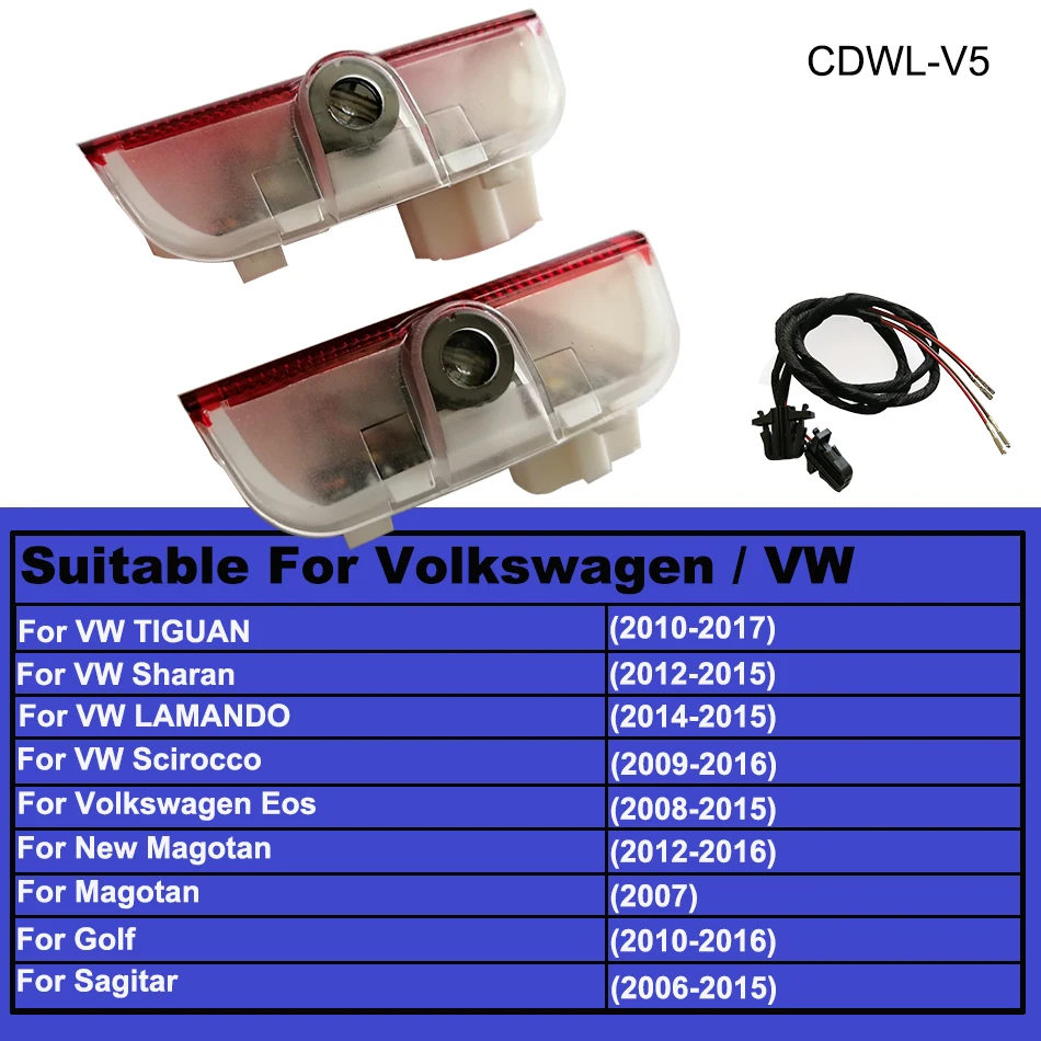 Светодиодный светильник для двери автомобиля с логотипом Luces Para Luz для Volkswagen Touran Passat B3 B5 B6 B7 Golf Eos Touareg Scirocco