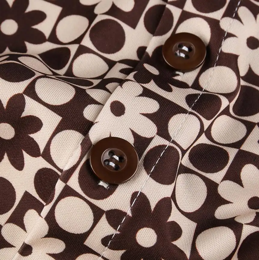 

Womens Casual Long Sleeve Cardigan Fashion Dots Flower Print Single-breasted Exposed Navel T-shirt