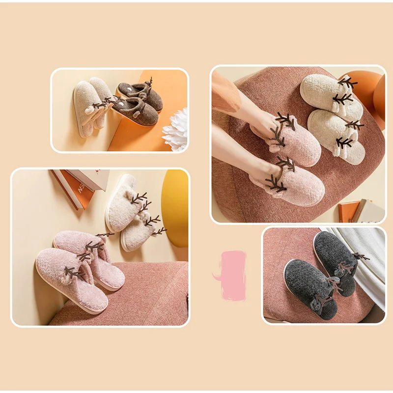 

Shoes For Women Winter Warm Home Shoes Ladies Casual Couple Plush Shoe Woman Indoor Comfort Slipper Girl Christmas