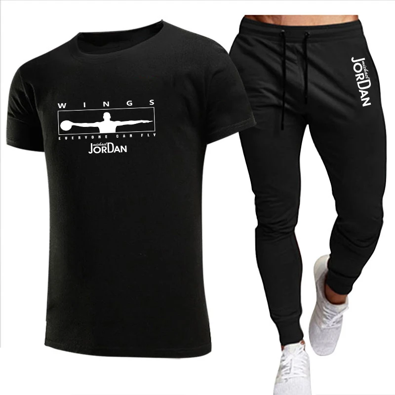 

2021 summer casual men's tracksuit tracksuit men's tracksuit short-sleeved T-shirt 2 pieces set